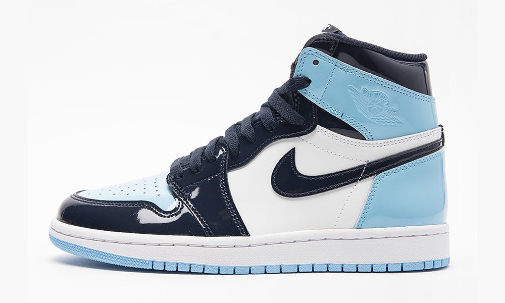 baby blue and dark blue jordans